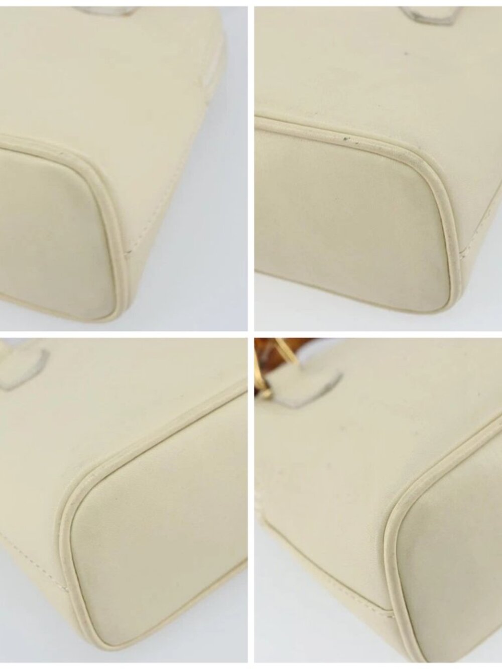 GUCCI Bamboo Hand Bag Leather 2way White Gold - Picture 16 of 16